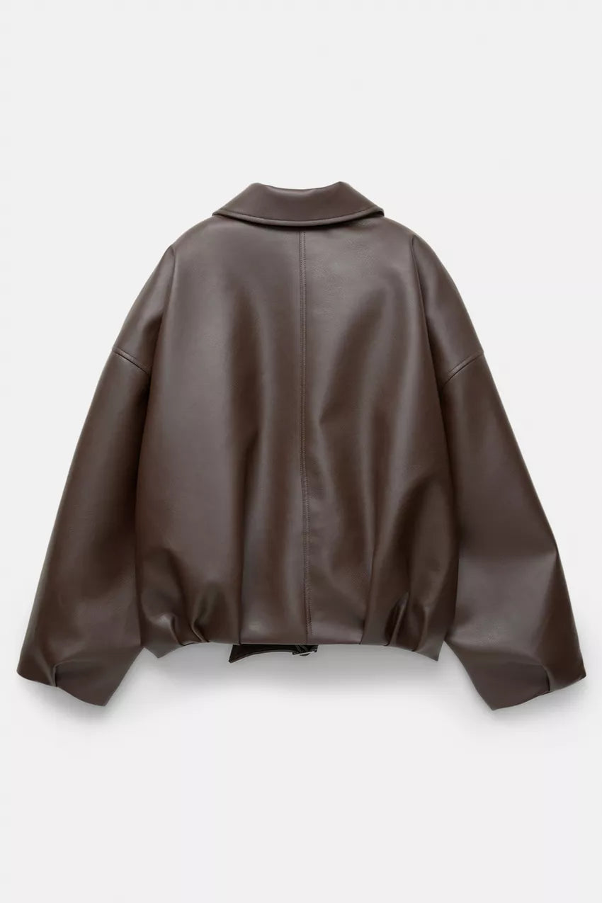 Solène™ | Veste en Cuir Marron