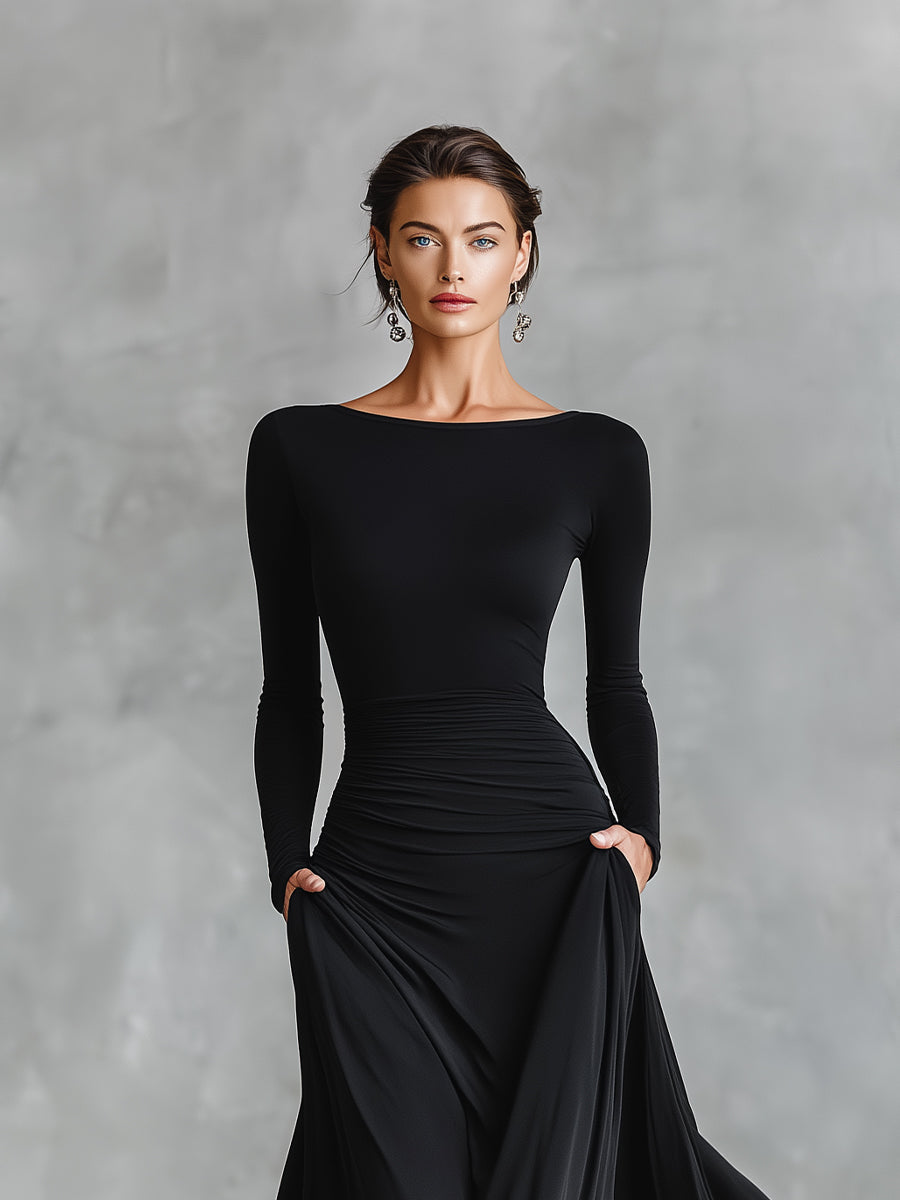 Robe maxi élégante à plis fluides