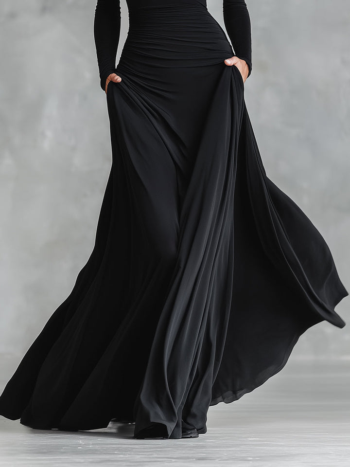 Robe maxi élégante à plis fluides