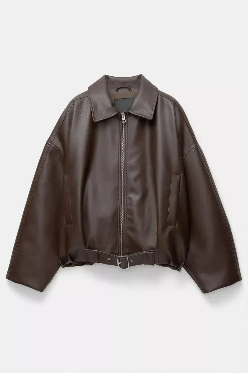 Solène™ | Veste en Cuir Marron