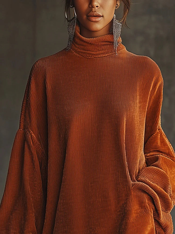 Robe oversize en velours côtelé avec franges