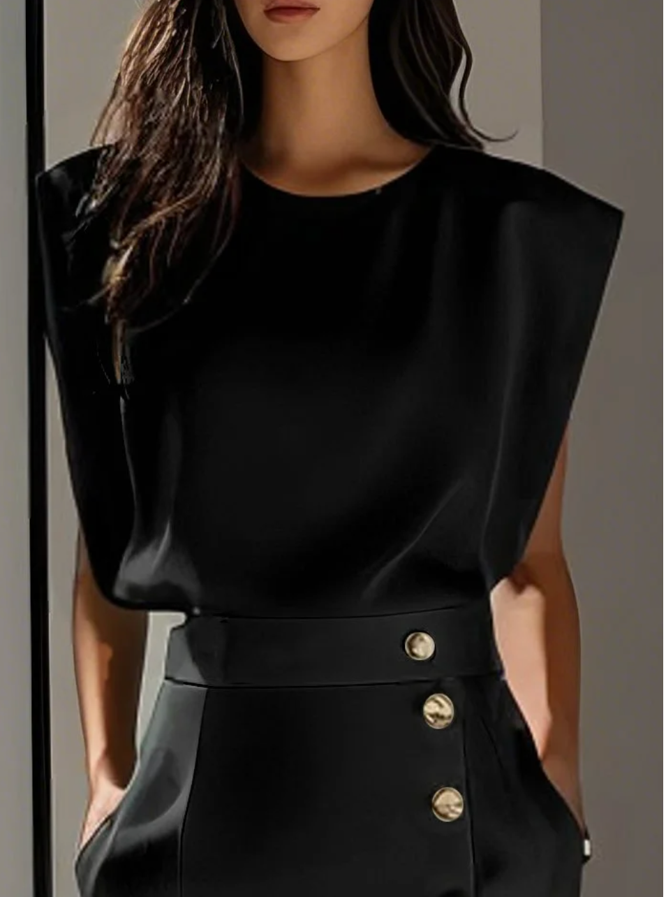 Sophie™ | Robe midi ajustée avec boutons dorés