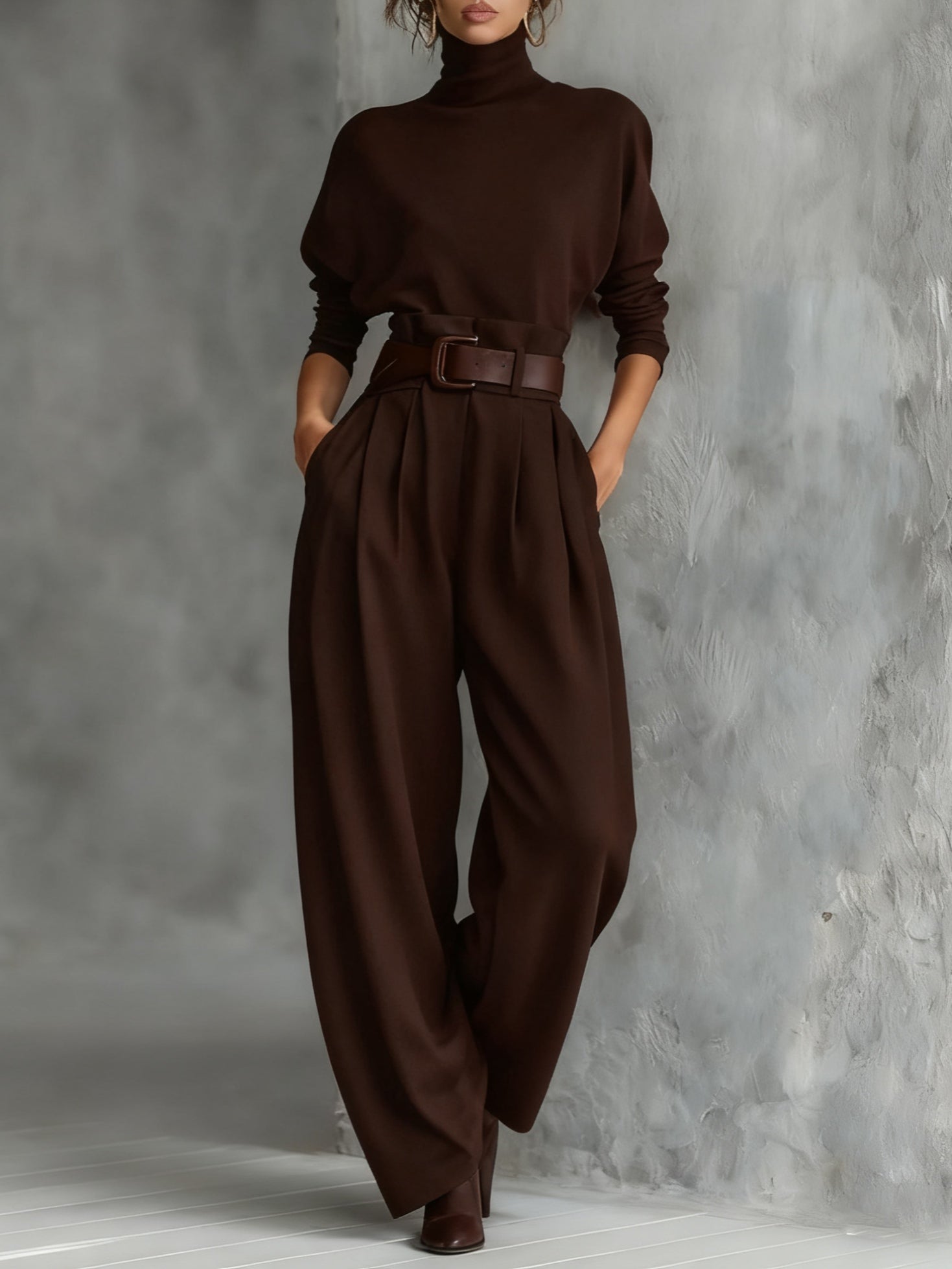 Ensemble col roulé & pantalon droit