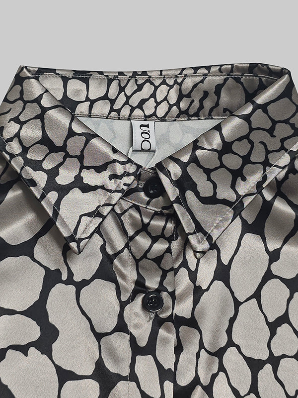 Chemisier effet satin à motif artistique