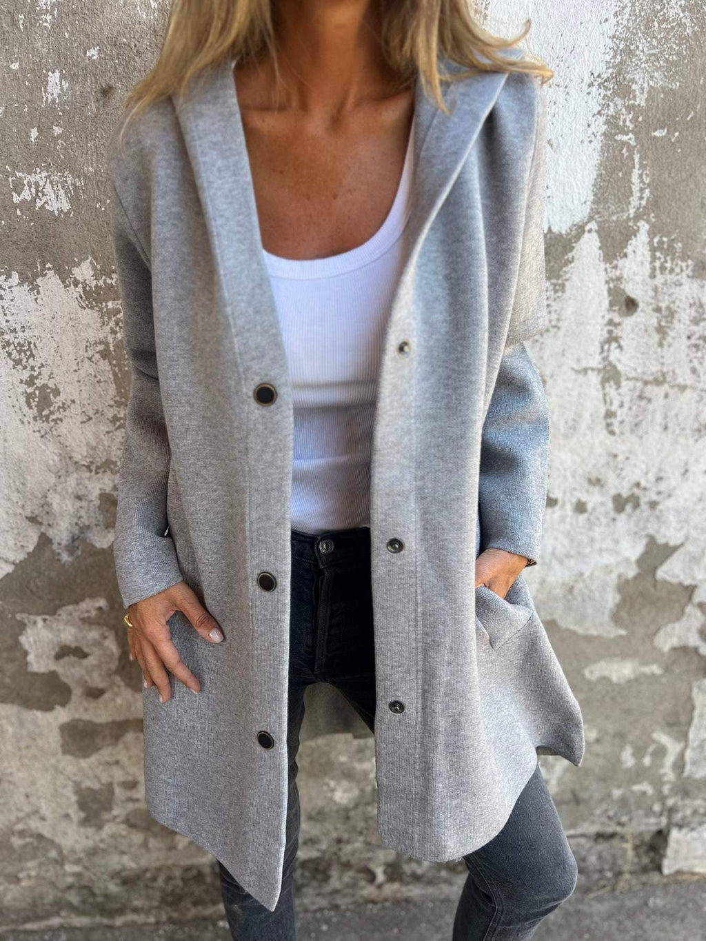 Liora™ | Gilet long Cozy Chic avec capuche