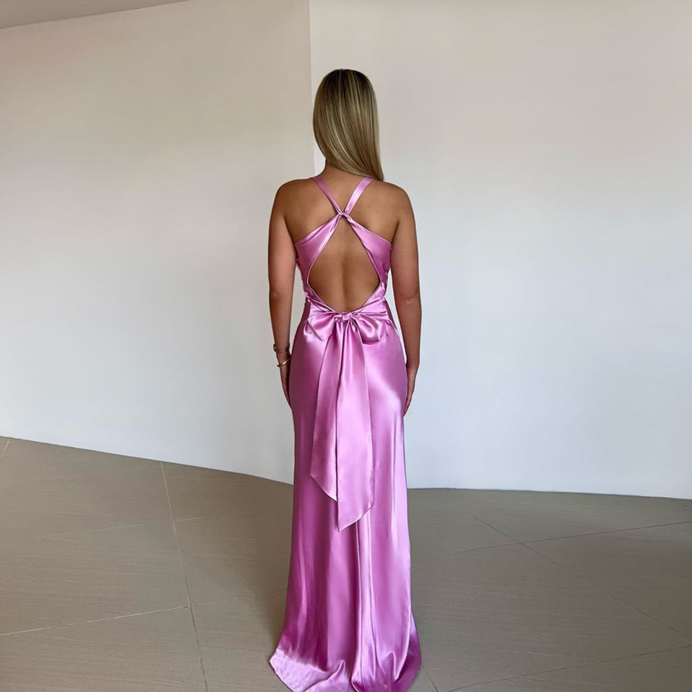 ROBE SATINÉE HALTER